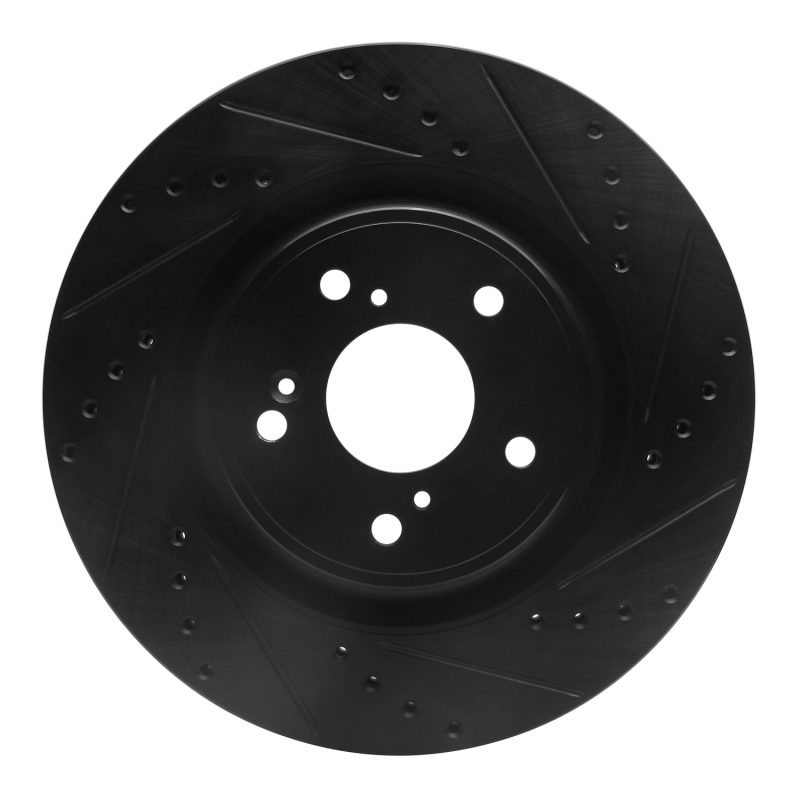 Honda CR-V Brake Rotor (1) - Front Right - R1 Concepts - Drilled & Slotted - Black - `20-`22